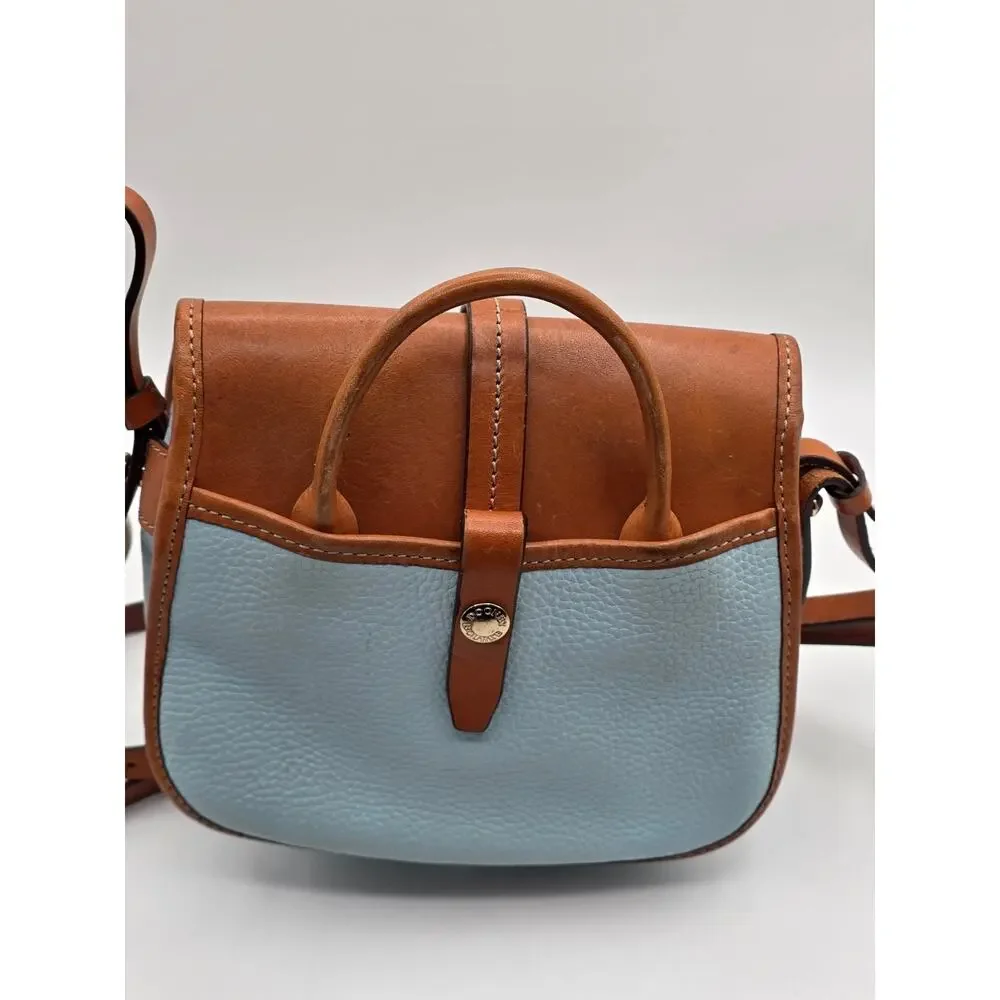 Dooney & Bourke Verona Bionda Cristina Leather Crossbody Satchel Blue Tan